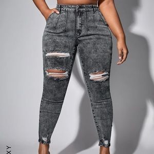 Shein Plus High Waisted Ripped Skinny Jean